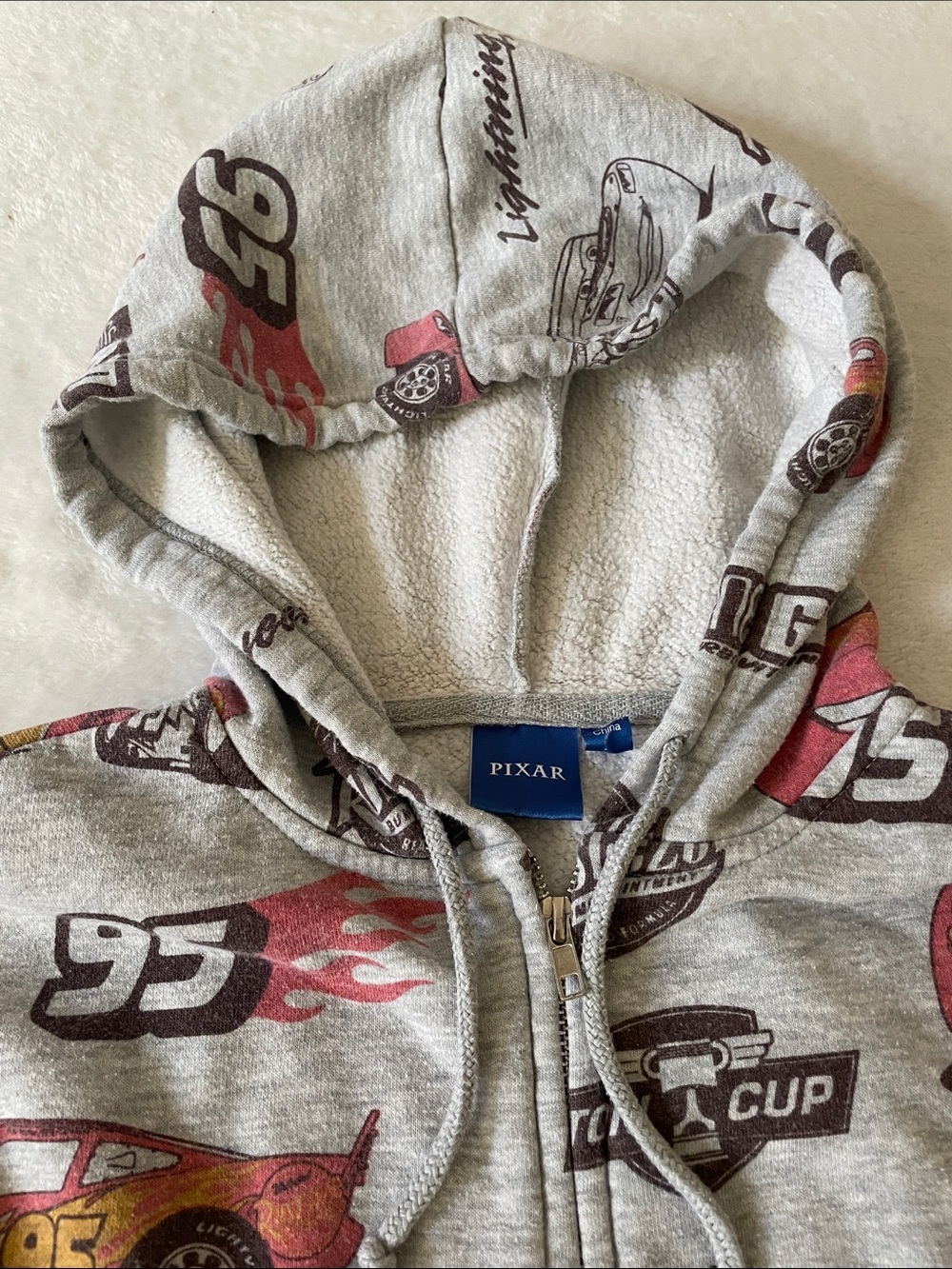 Pixar Cars Lightning McQueen size XS Gray full-zip hoodie - Picture 3 of 8